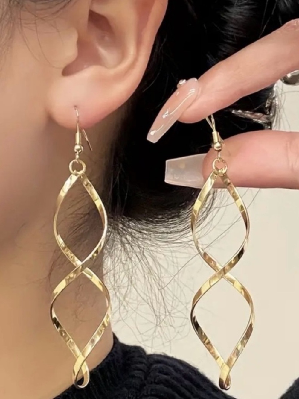 Gold Twist Drop Earrings - Women Jewelry